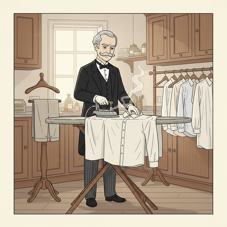 Pemberton demonstrating ironing