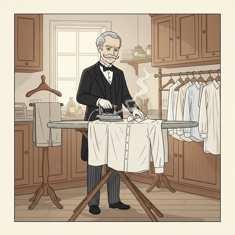 Pemberton demonstrating ironing